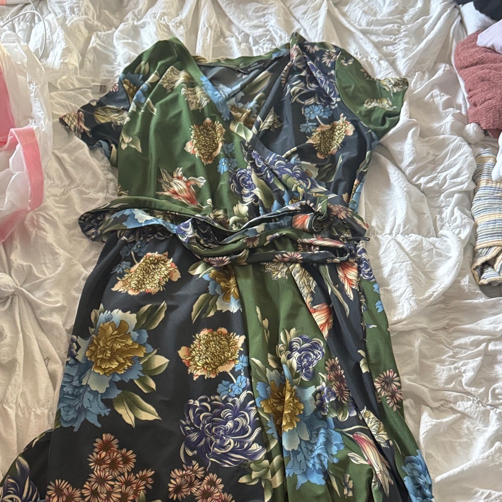 Mlle Gabrielle Green and Black Floral Jumpsuit